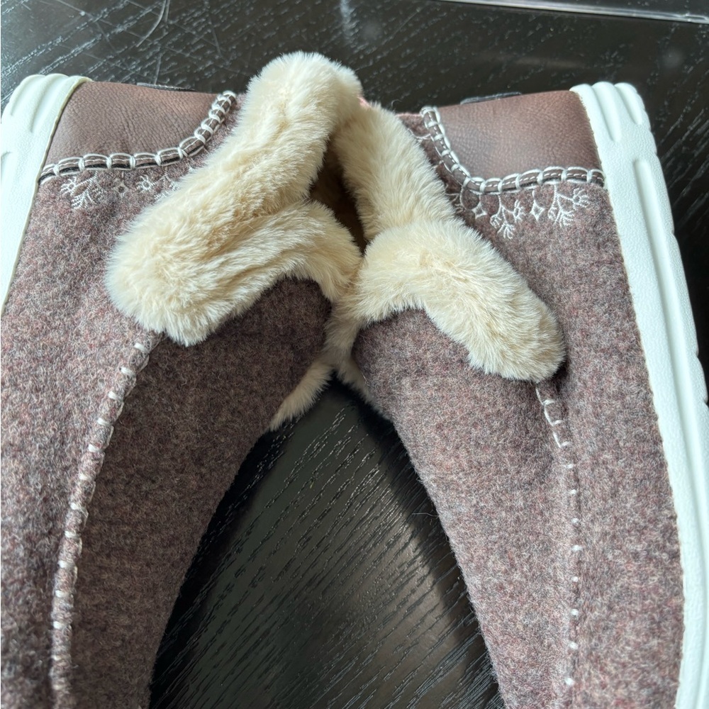 NWOT Cozy Faux Fur Lined Wool Blend Slippers – UnisexWomen’s Size 11 Men’s 9.5 - Picture 4 of 6